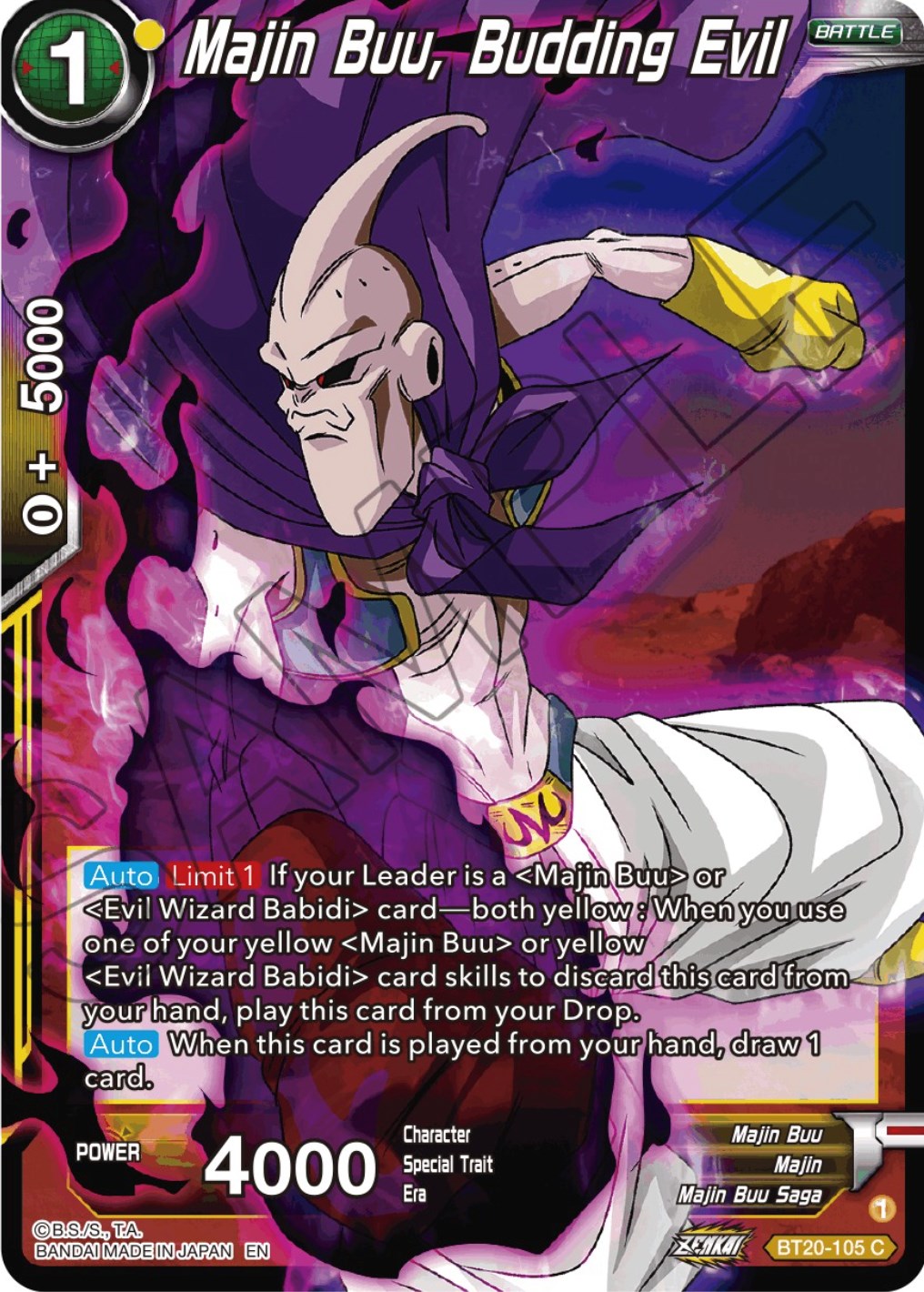 Majin Buu, Budding Evil (BT20-105) [Power Absorbed] | Cracking-Singles