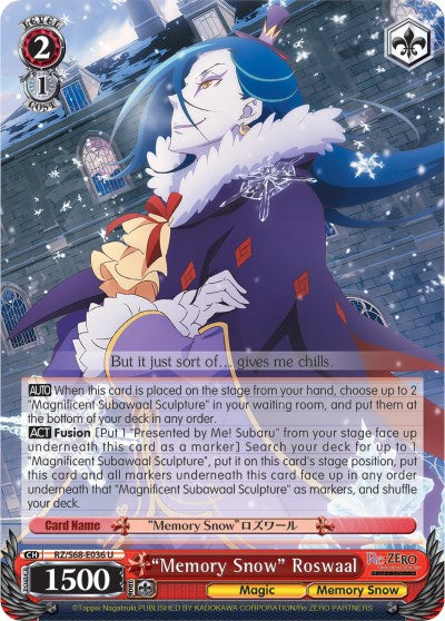 "Memory Snow" Roswaal (RZ/S68-E036 U) [Re:ZERO Memory Snow] | Cracking-Singles