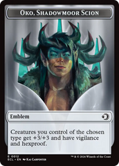 Elk // Emblem - Oko, Shadowmoor Scion Double-Sided Token [Lorwyn Eclipsed Tokens] | Cracking-Singles
