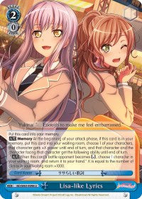 Lisa-like Lyrics (BD/W63-E098 U) [BanG Dream! Girls Band Party! Vol.2] | Cracking-Singles