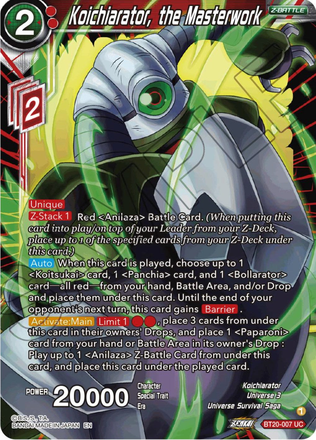 Koichiarator, the Masterwork (BT20-007) [Power Absorbed] | Cracking-Singles