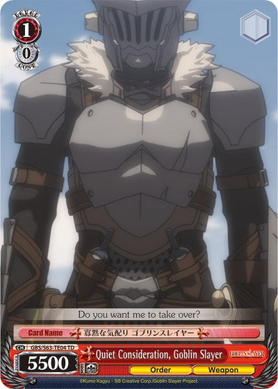 Quiet Consideration, Goblin Slayer (GBS/S63-TE04 TD) [Goblin Slayer] | Cracking-Singles
