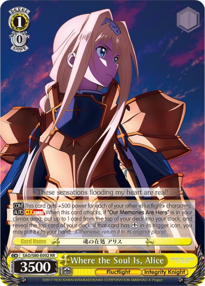 Where the Soul Is, Alice (SAO/S80-E002 RR) [Sword Art Online -Alicization- Vol.2] | Cracking-Singles