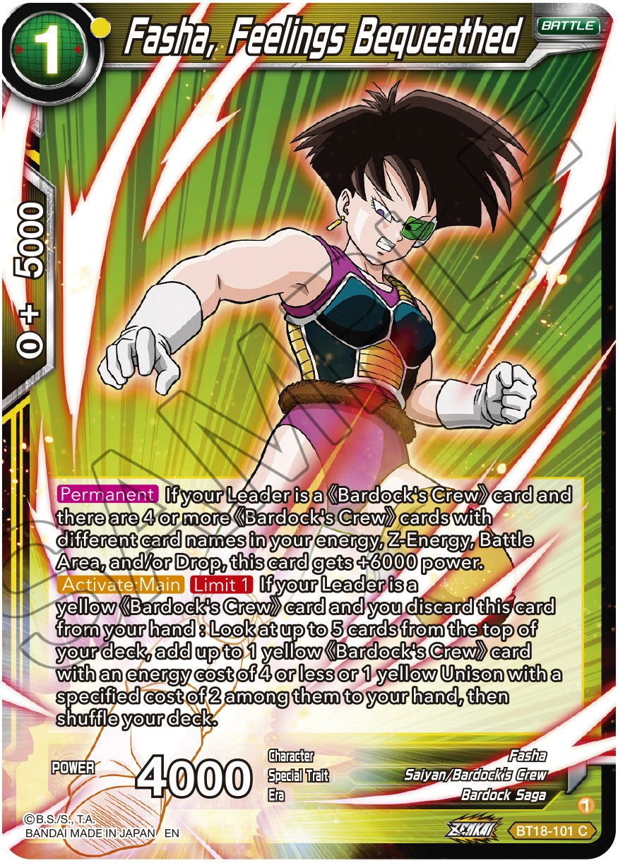 Fasha, Feelings Bequeathed (BT18-101) [Dawn of the Z-Legends] | Cracking-Singles