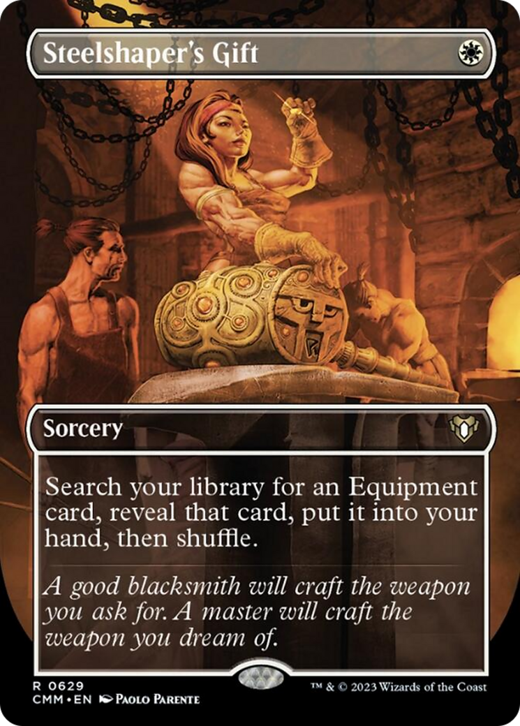 Steelshaper's Gift (Borderless Alternate Art) [Commander Masters] | Cracking-Singles