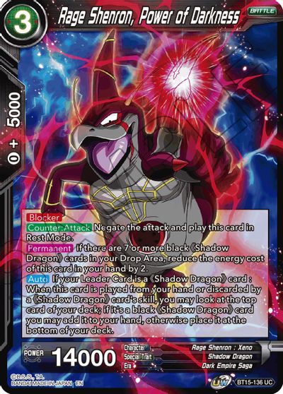 Rage Shenron, Power of Darkness (BT15-136) [Saiyan Showdown] | Cracking-Singles
