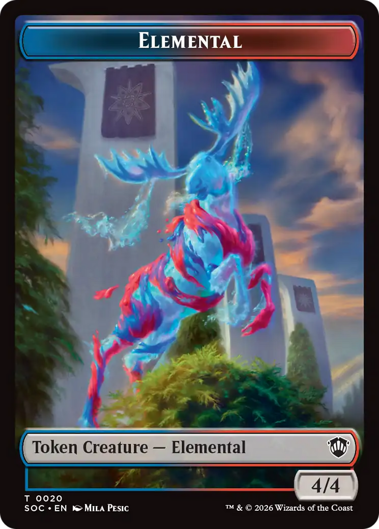 Elemental (0020) // Manifest Double-Sided Token [Secrets of Strixhaven Commander Tokens] | Cracking-Singles