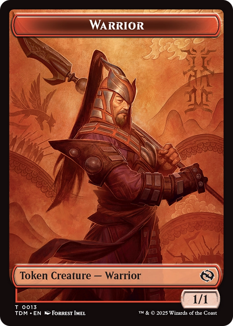 Dragon (0011) // Warrior Double-Sided Token [Tarkir: Dragonstorm Tokens] | Cracking-Singles