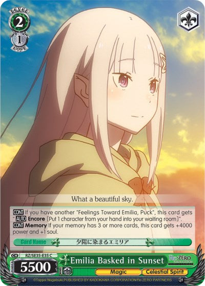 Emilia Basked in Sunset (RZ/SE35-E35 C) (Parallel Foil) [Re:ZERO: The Frozen Bond] | Cracking-Singles