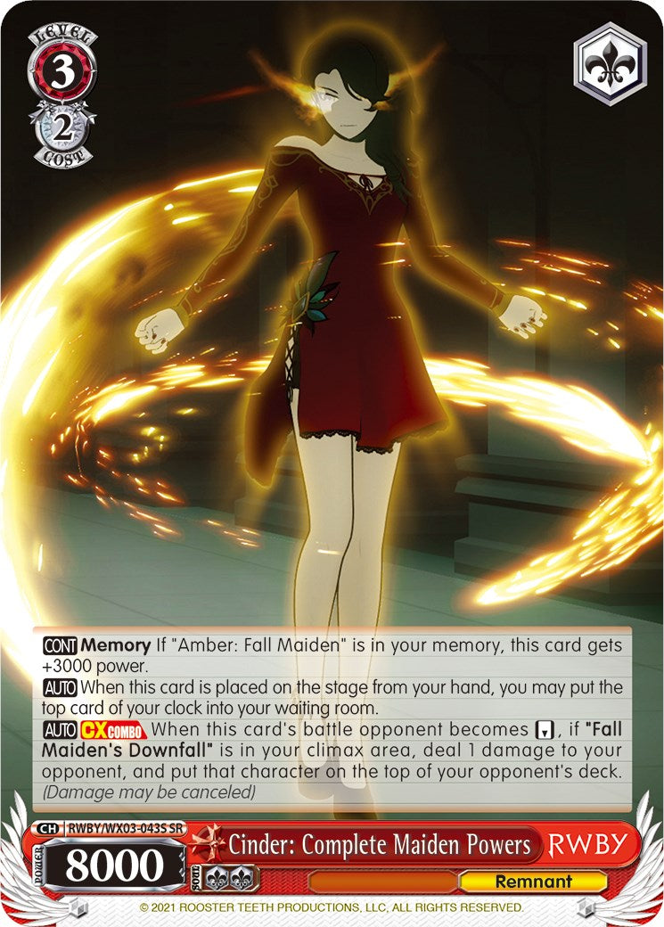 Cinder: Complete Maiden Powers (RWBY/WX03-043S SR) [RWBY] | Cracking-Singles