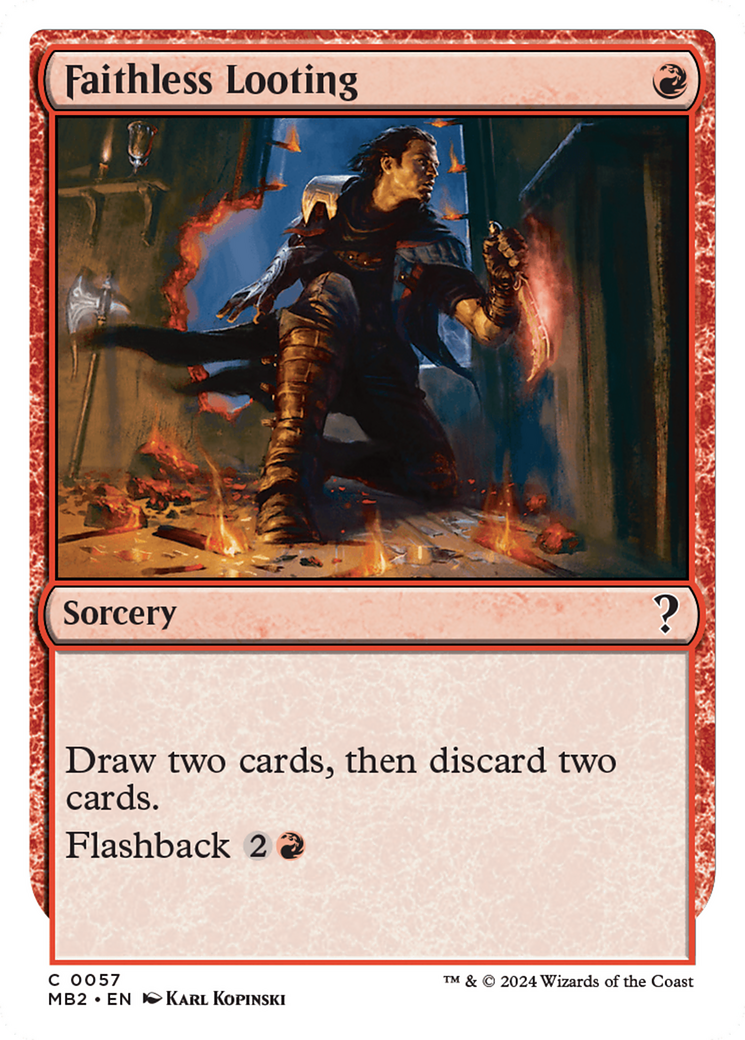 Faithless Looting (White Border) [Mystery Booster 2] | Cracking-Singles