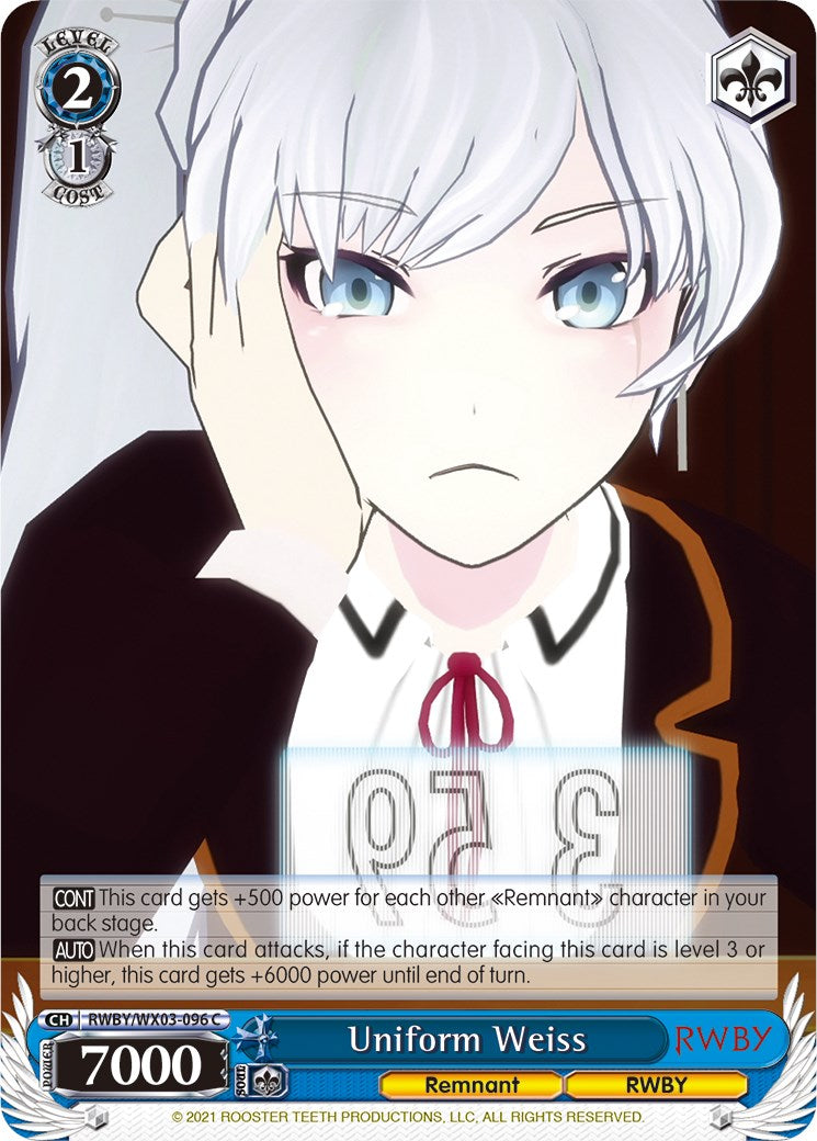 Uniform Weiss (RWBY/WX03-096 C) [RWBY] | Cracking-Singles