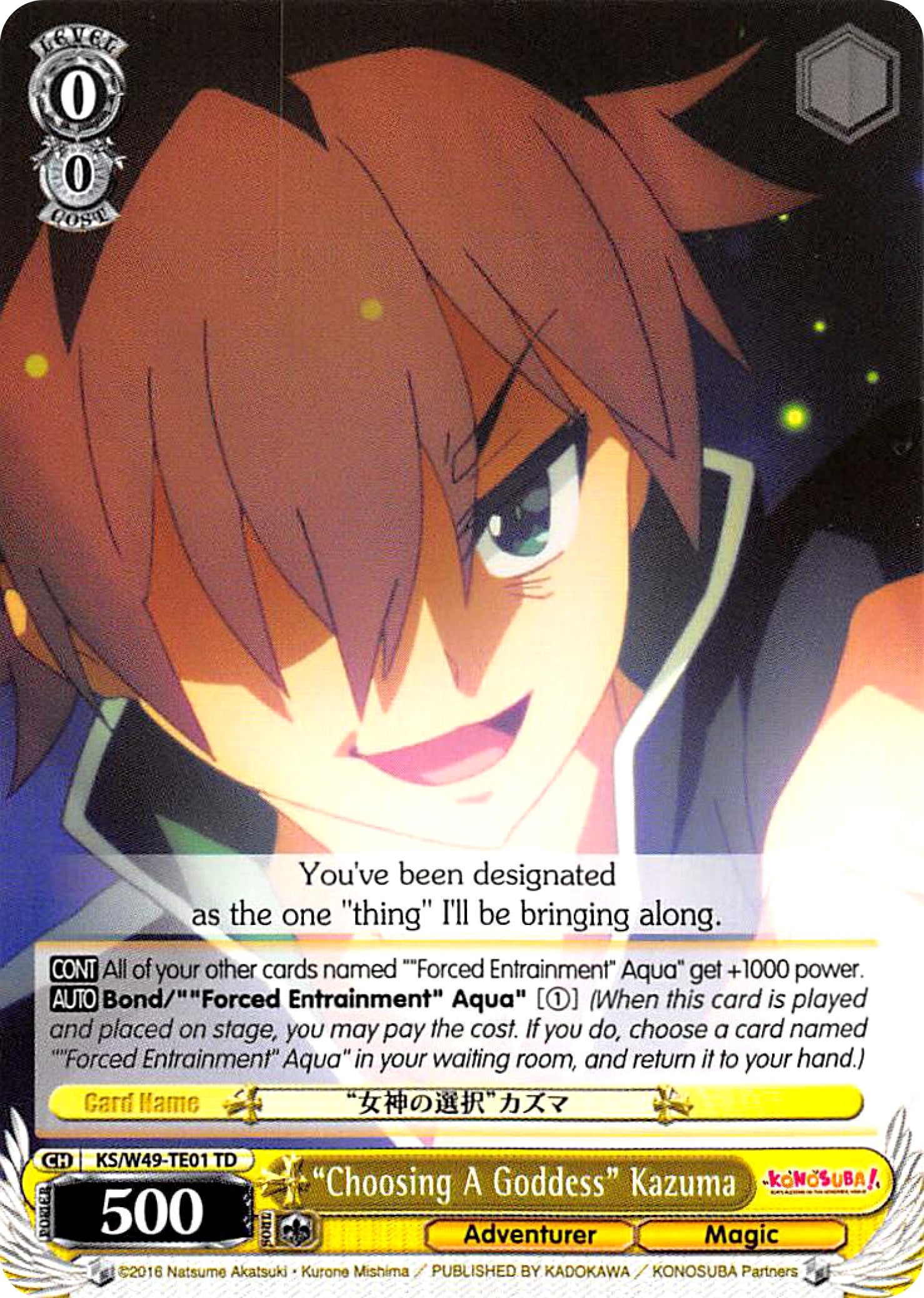 "Choosing A Goddess" Kazuma (KS/W49-TE01 TD) [KonoSuba] | Cracking-Singles