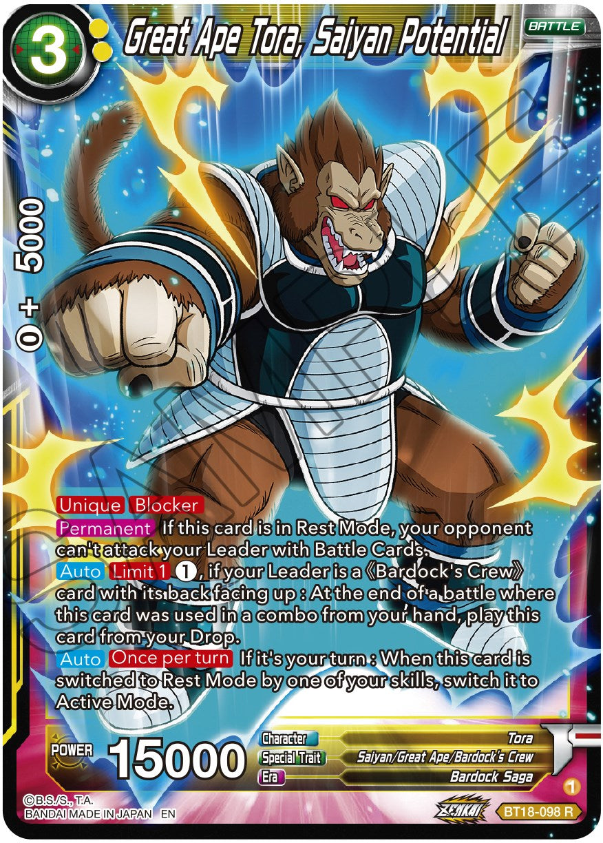 Great Ape Tora, Saiyan Potential (BT18-098) [Dawn of the Z-Legends] | Cracking-Singles