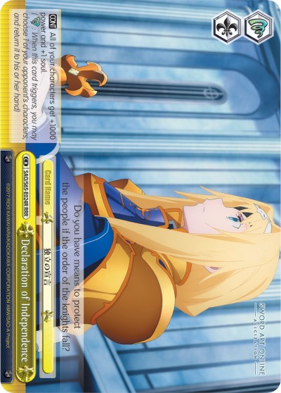Declaration of Independence (SAO/S65-E024R RRR) [Sword Art Online -Alicization-] | Cracking-Singles