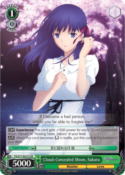 Cloud-Concealed Moon, Sakura (FS/S77-E021S SR) [Fate/Stay Night [Heaven's Feel] Vol.2] | Cracking-Singles