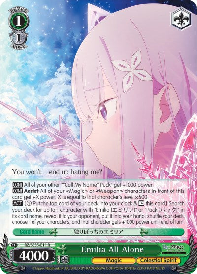 Emilia All Alone (RZ/SE35-E11 R) (Parallel Foil) [Re:ZERO: The Frozen Bond] | Cracking-Singles
