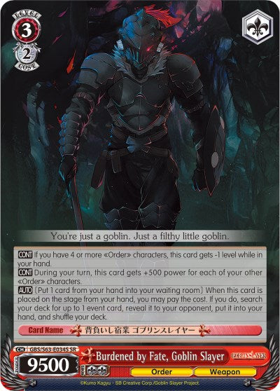 Burdened by Fate, Goblin Slayer (GBS/S63-E034S SR) [Goblin Slayer] | Cracking-Singles