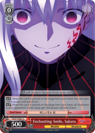 Enchanting Smile, Sakura (FS/S77-E061 C) [Fate/Stay Night [Heaven's Feel] Vol.2] | Cracking-Singles