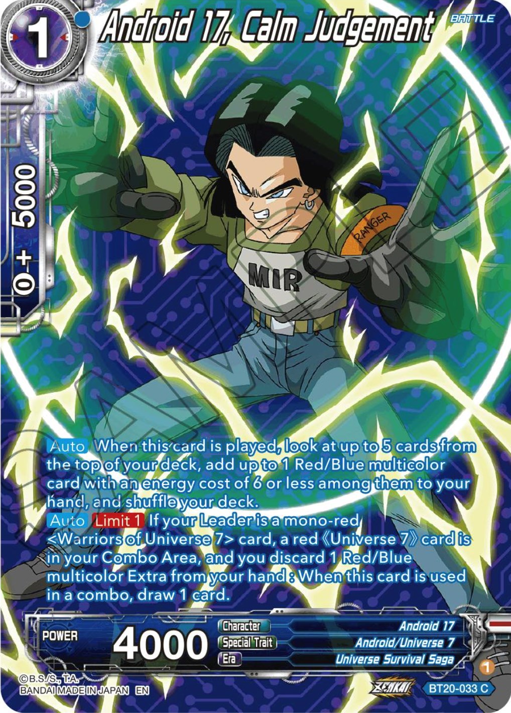Android 17, Calm Judgement (Silver Foil) (BT20-033) [Power Absorbed] | Cracking-Singles