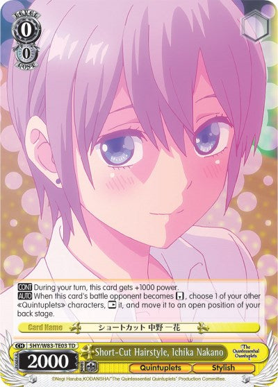 Short-Cut Hairstyle, Ichika Nakano (5HY/W83-TE03 TD) [The Quintessential Quintuplets] | Cracking-Singles