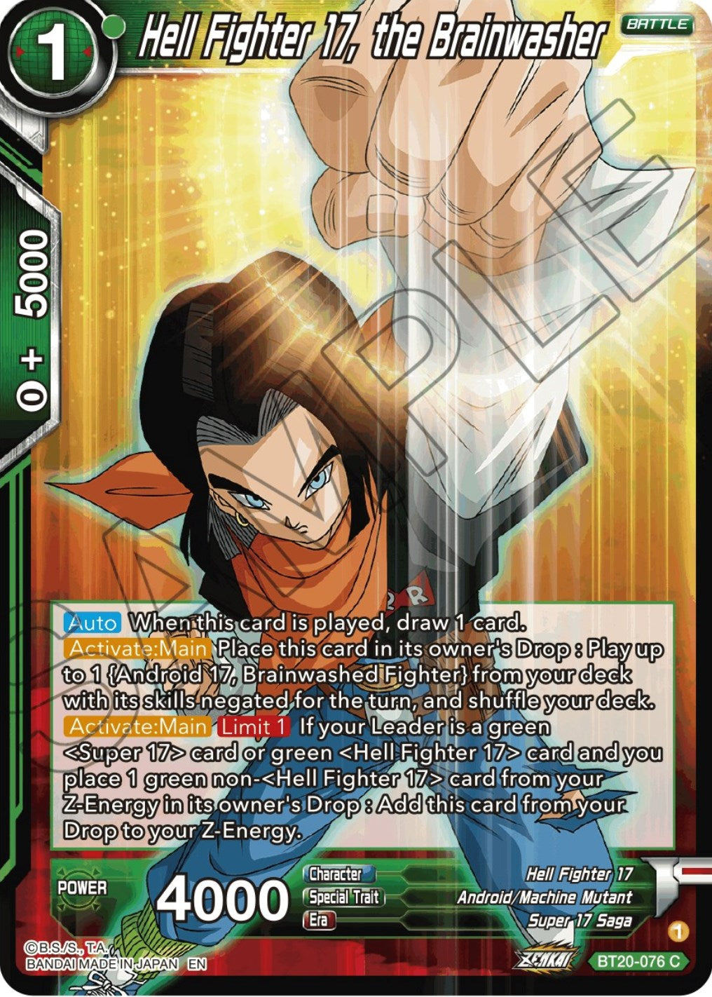 Hell Fighter 17, the Brainwasher (BT20-076) [Power Absorbed] | Cracking-Singles