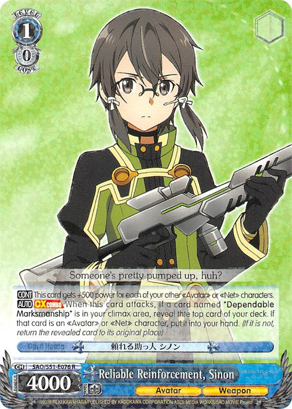 Reliable Reinforcement, Sinon (SAO/S51-E076 R) [Sword Art Online The Movie: -Ordinal Scale-] | Cracking-Singles
