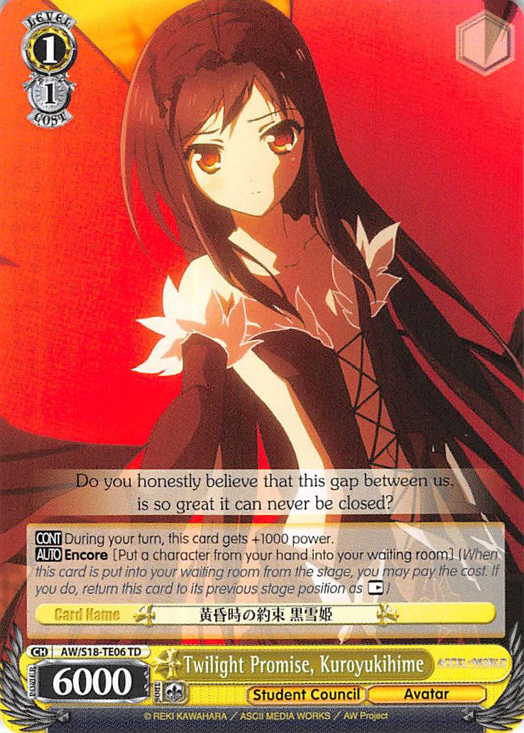 Twilight Promise, Kuroyukihime (AW/S18-TE06 TD) [Accel World] | Cracking-Singles