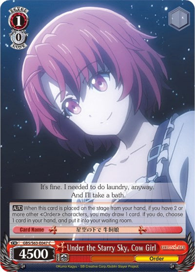 Under the Starry Sky, Cow Girl (GBS/S63-E047 C) [Goblin Slayer] | Cracking-Singles
