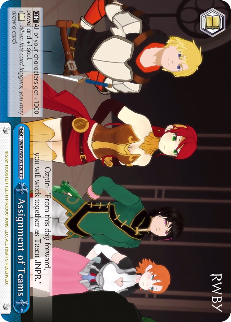 Assignment of Teams (RWBY/WX03-T20 TD) [RWBY] | Cracking-Singles
