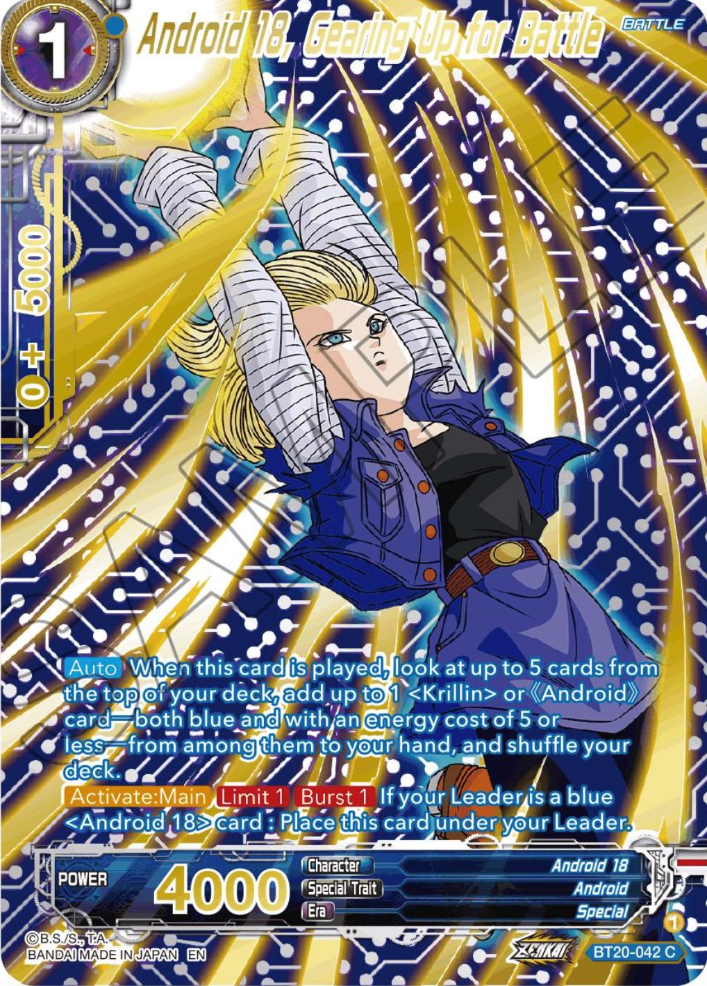 Android 18, Gearing Up for Battle (Gold-Stamped) (BT20-042) [Power Absorbed] | Cracking-Singles