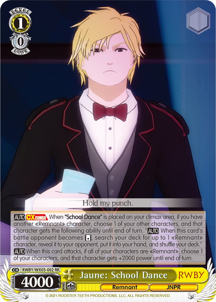 Jaune: School Dance (RWBY/WX03-002 RR) [RWBY] | Cracking-Singles