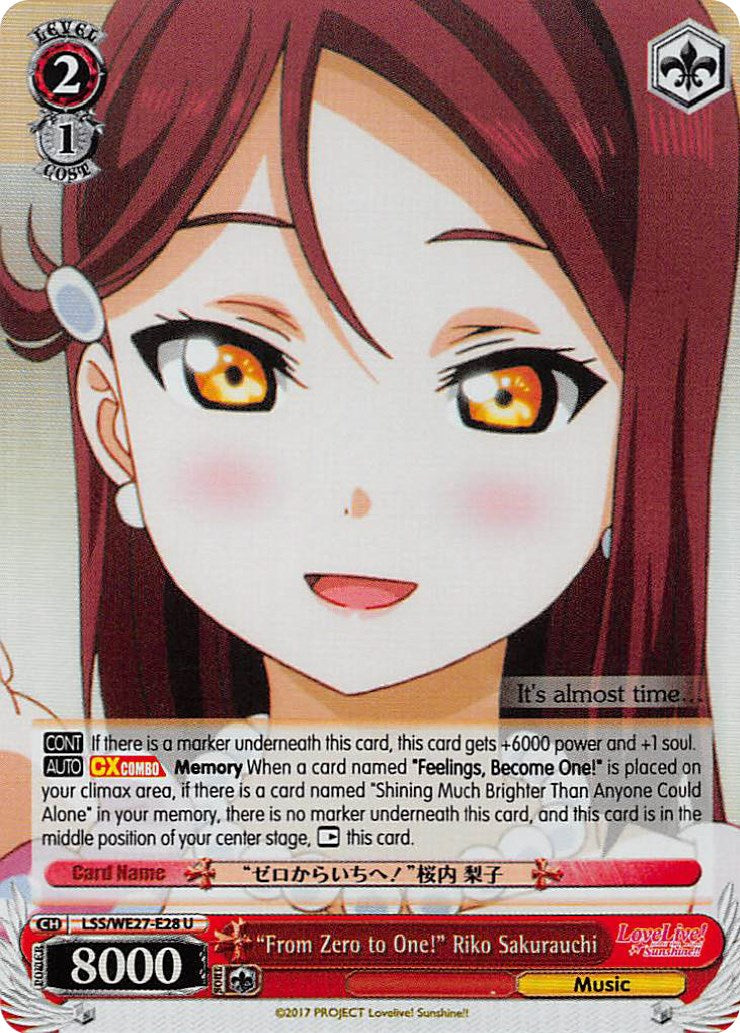 "From Zero to One!" Riko Sakurauchi (LSS/WE27-E28 U) (Parallel Foil) [Love Live! Sunshine!! Extra Booster] | Cracking-Singles