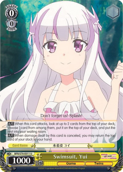 Swimsuit, Yui (BFR/S78-E011 U) [BOFURI: I Don't Want to Get Hurt, so I'll Max Out My Defense] | Cracking-Singles