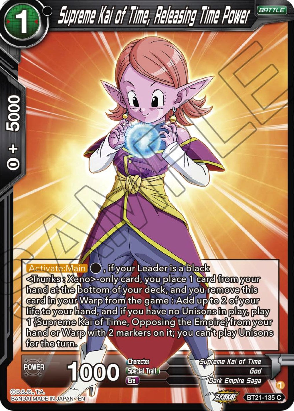 Supreme Kai of Time, Releasing Time Power (BT21-135) [Wild Resurgence] | Cracking-Singles