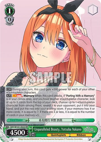 Unparalleled Beauty, Yotsuba Nakano (5HY/W101-E024 RR) [The Quintessential Quintuplets Movie] | Cracking-Singles