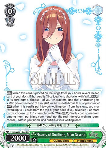 Flowers of Gratitude, Miku Nakano (5HY/W101-E027 R) [The Quintessential Quintuplets Movie] | Cracking-Singles