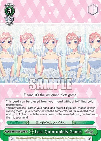 Last Quintuplets Game (5HY/W101-E046 R) [The Quintessential Quintuplets Movie] | Cracking-Singles