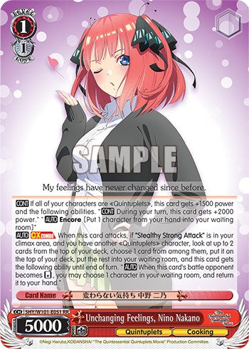 Unchanging Feelings, Nino Nakano (5HY/W101-E051 RR) [The Quintessential Quintuplets Movie] | Cracking-Singles