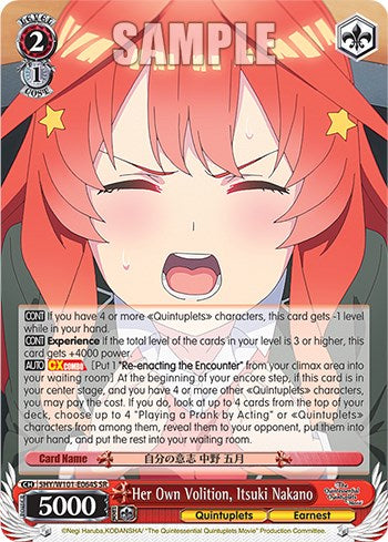 Her Own Volition, Itsuki Nakano (5HY/W101-E064S SR) [The Quintessential Quintuplets Movie] | Cracking-Singles