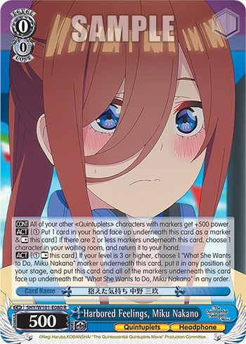 Harbored Feelings, Miku Nakano (5HY/W101-E080 R) [The Quintessential Quintuplets Movie] | Cracking-Singles