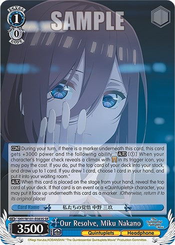 Our Resolve, Miku Nakano (5HY/W101-E083S SR) [The Quintessential Quintuplets Movie] | Cracking-Singles
