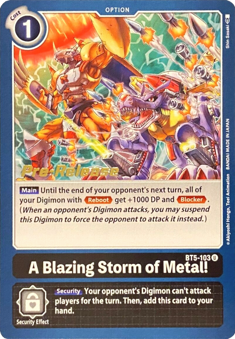 A Blazing Storm of Metal! [BT5-103] [Battle of Omni Pre-Release Promos] | Cracking-Singles