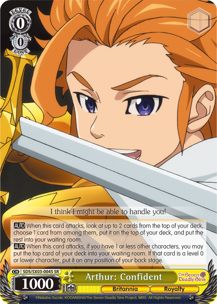 Arthur: Confident (SDS/SX03-004S SR) [The Seven Deadly Sins] | Cracking-Singles