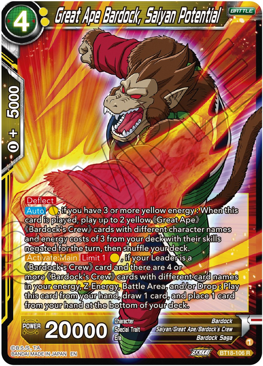 Great Ape Bardock, Saiyan Potential (BT18-106) [Dawn of the Z-Legends] | Cracking-Singles