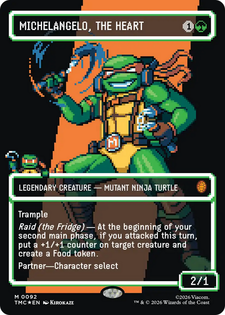 Michelangelo, the Heart (0093) (Borderless) (Surge Foil) [Teenage Mutant Ninja Turtles Commander] | Cracking-Singles