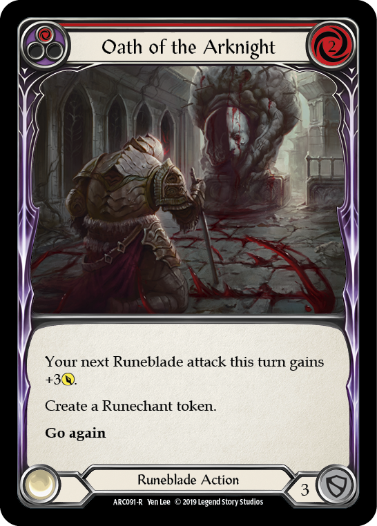Oath of the Arknight (Red) [ARC091-R] (Arcane Rising)  1st Edition Rainbow Foil | Cracking-Singles