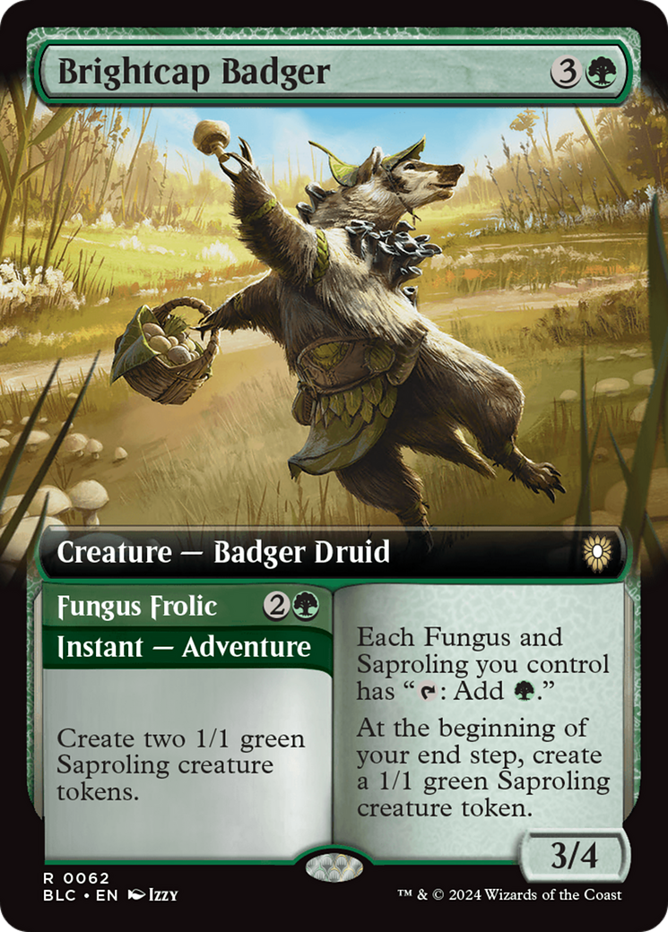 Brightcap Badger // Fungus Frolic (Extended Art) [Bloomburrow Commander] | Cracking-Singles