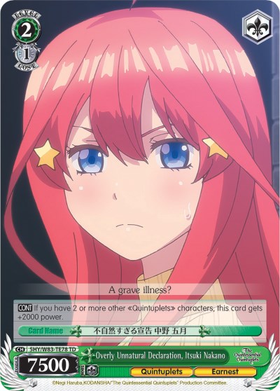 Overly Unnatural Declaration, Itsuki Nakano (5HY/W83-TE78 TD) [The Quintessential Quintuplets] | Cracking-Singles