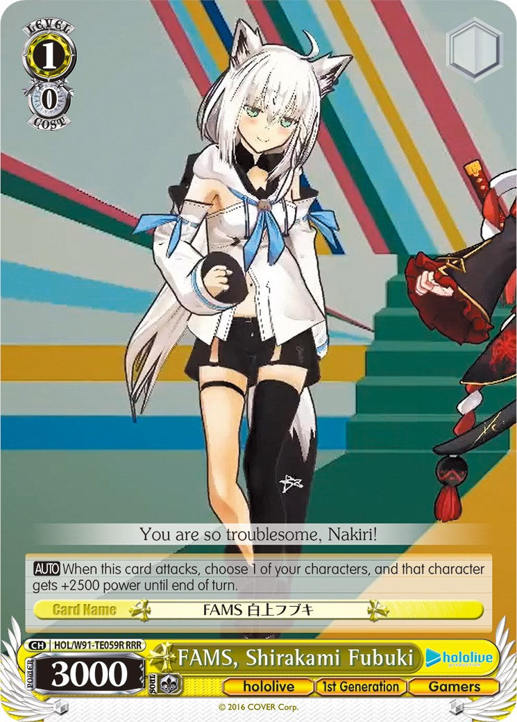 FAMS, Shirakami Fubuki (HOL/W91-TE059R RRR) [hololive production] | Cracking-Singles